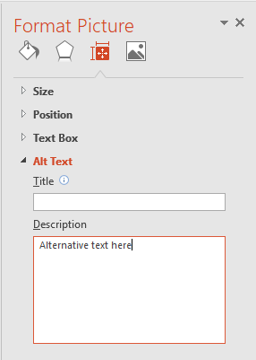 screenshot of Alt text tab