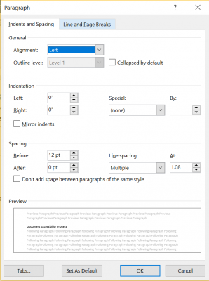 demonstrating paragraph spacing using the paragraph dialog box